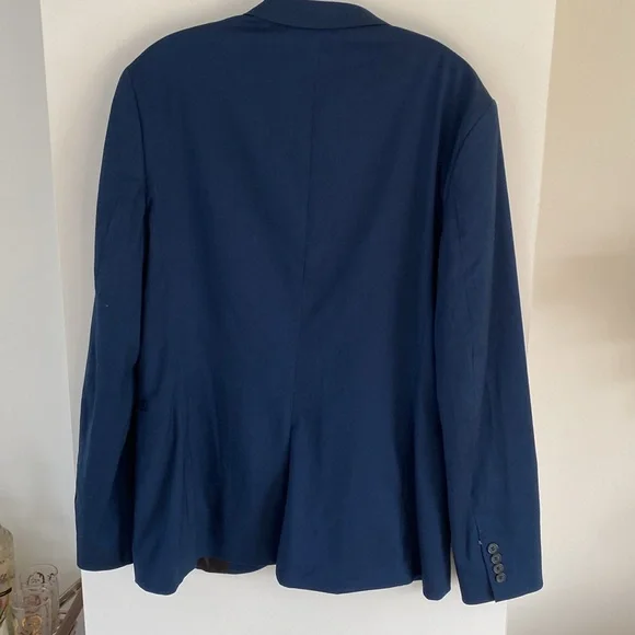 H&M super skinny fit blazer suit jacket blue black 44R - Picture 3 of 5